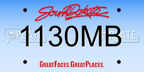1130MB South Dakota License Plate