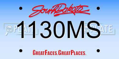 1130MS South Dakota License Plate