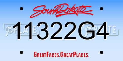 11322G4 South Dakota License Plate