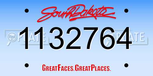 1132764 South Dakota License Plate