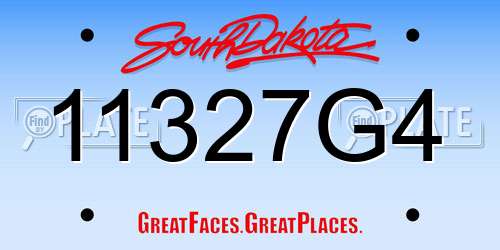 11327G4 South Dakota License Plate