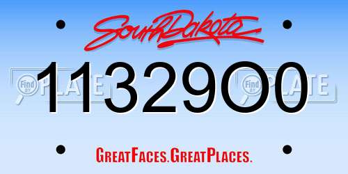 11329O0 South Dakota License Plate