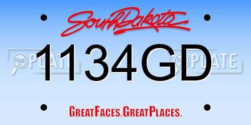 1134GD South Dakota License Plate