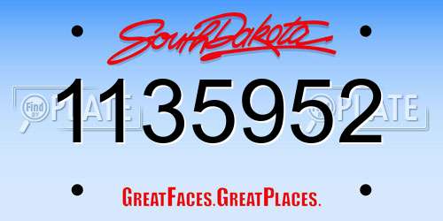1135952 South Dakota License Plate