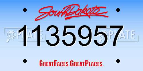 1135957 South Dakota License Plate