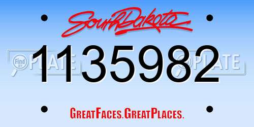 1135982 South Dakota License Plate