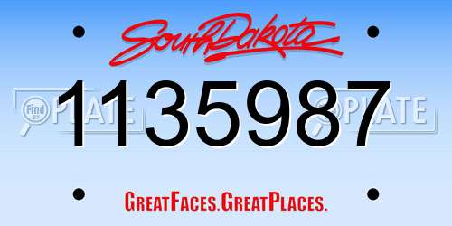 1135987 South Dakota License Plate