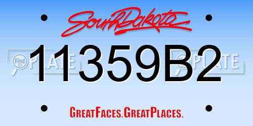 11359B2 South Dakota License Plate