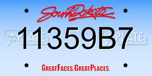 11359B7 South Dakota License Plate
