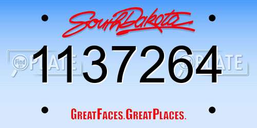 1137264 South Dakota License Plate