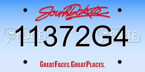 11372G4 South Dakota License Plate