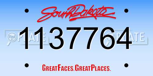 1137764 South Dakota License Plate