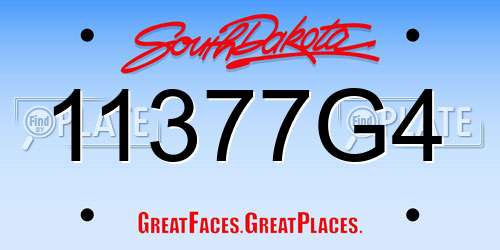 11377G4 South Dakota License Plate