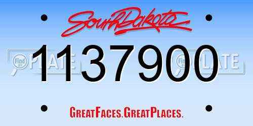 1137900 South Dakota License Plate