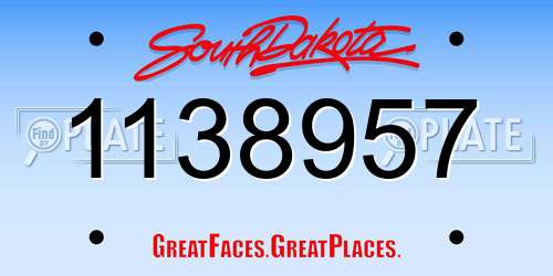1138957 South Dakota License Plate