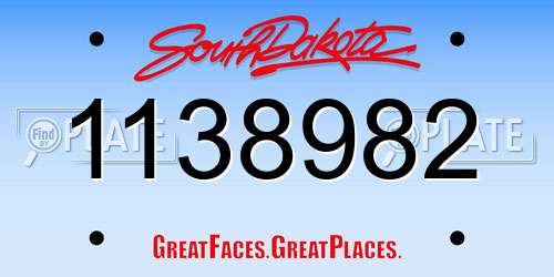 1138982 South Dakota License Plate
