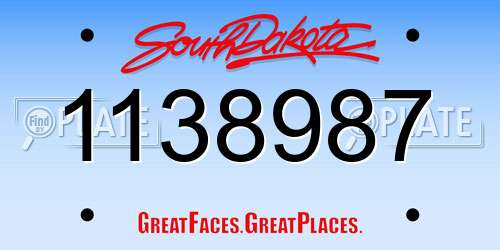 1138987 South Dakota License Plate