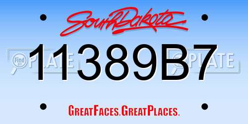 11389B7 South Dakota License Plate