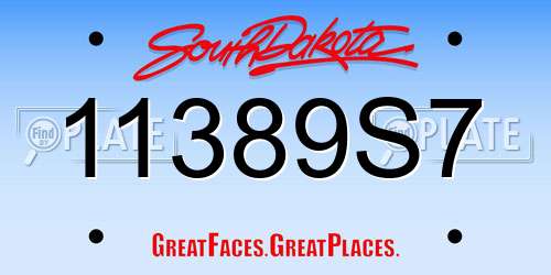 11389S7 South Dakota License Plate