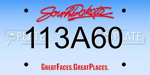 113A60 South Dakota License Plate