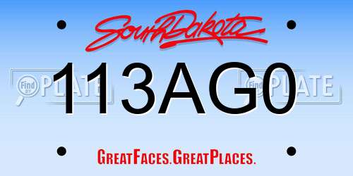 113AG0 South Dakota License Plate