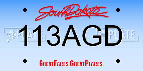 113AGD South Dakota License Plate