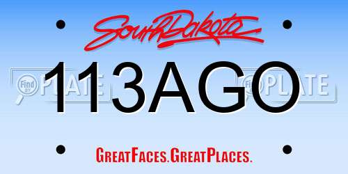 113AGO South Dakota License Plate