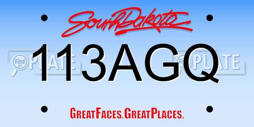 113AGQ South Dakota License Plate
