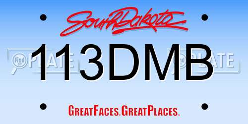 113DMB South Dakota License Plate