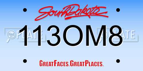 113OM8 South Dakota License Plate