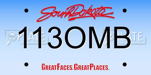 113OMB South Dakota License Plate