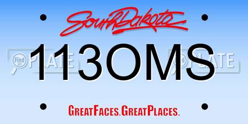113OMS South Dakota License Plate