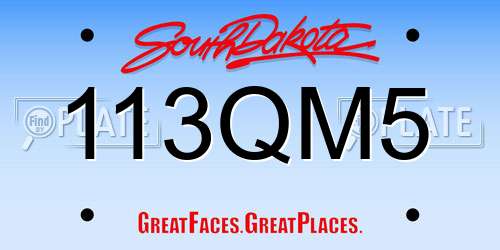113QM5 South Dakota License Plate
