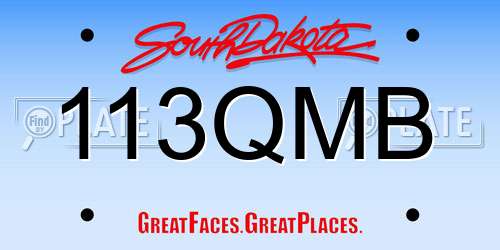 113QMB South Dakota License Plate