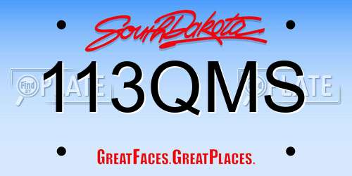 113QMS South Dakota License Plate