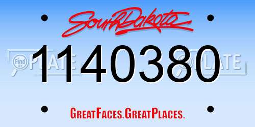 1140380 South Dakota License Plate