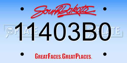 11403B0 South Dakota License Plate
