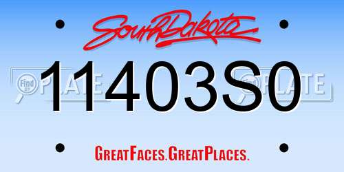 11403S0 South Dakota License Plate