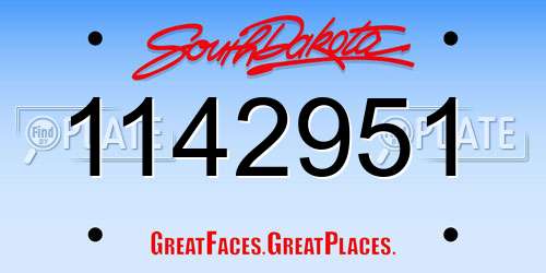 1142951 South Dakota License Plate