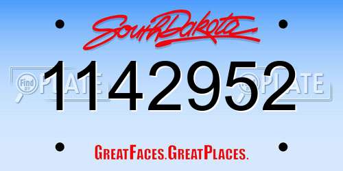 1142952 South Dakota License Plate