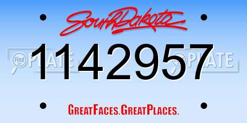 1142957 South Dakota License Plate