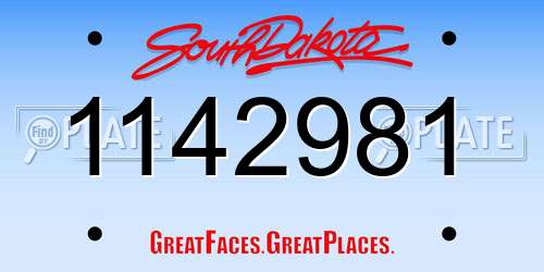 1142981 South Dakota License Plate
