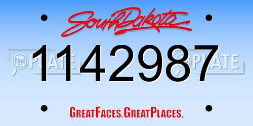 1142987 South Dakota License Plate