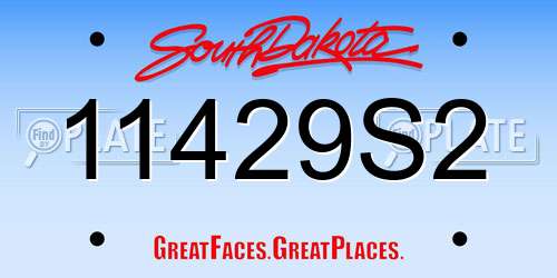 11429S2 South Dakota License Plate
