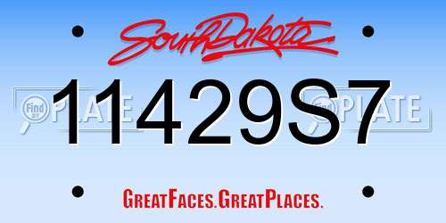 11429S7 South Dakota License Plate