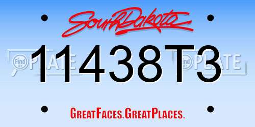 11438T3 South Dakota License Plate