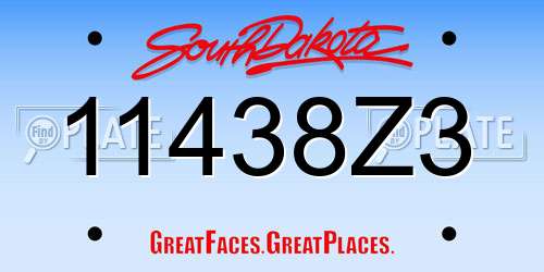 11438Z3 South Dakota License Plate