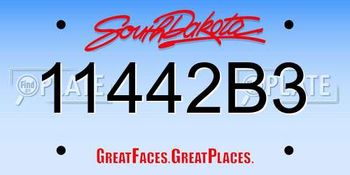 11442B3 South Dakota License Plate