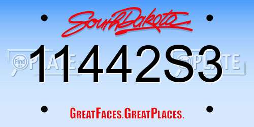 11442S3 South Dakota License Plate