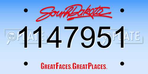 1147951 South Dakota License Plate